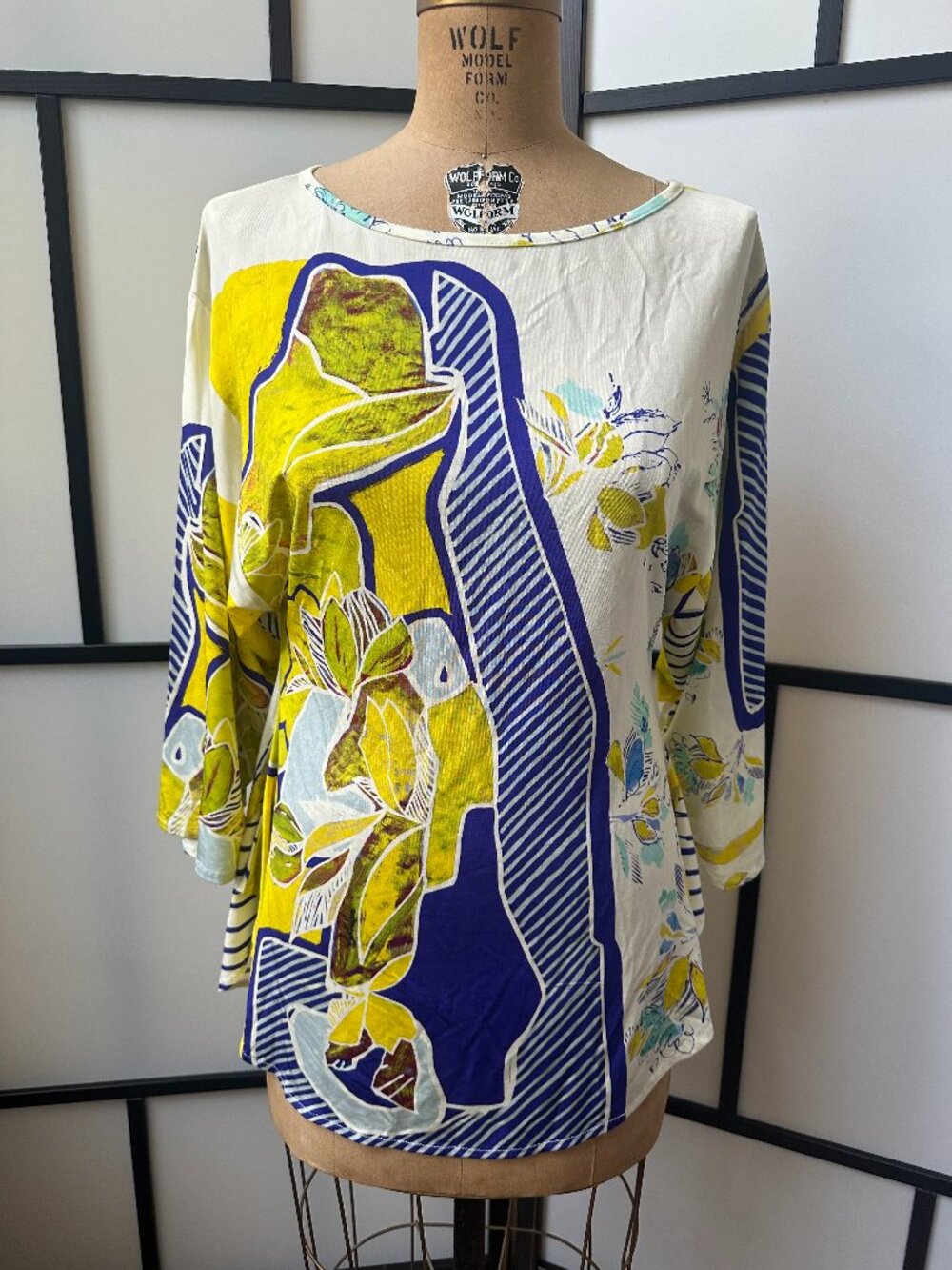 Save The Queen Italy Abstract Art Print Tunic Dress Colorful Boho Designer W- M